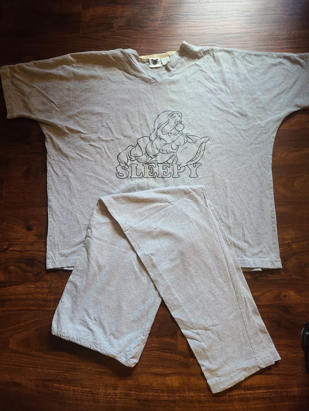 Vintage Women's Disney Sleepy Character Grey Pajama Set sz S/M